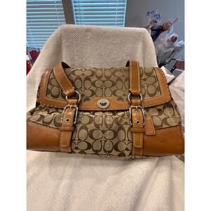 Coach Brown and Tan Signature Handbag